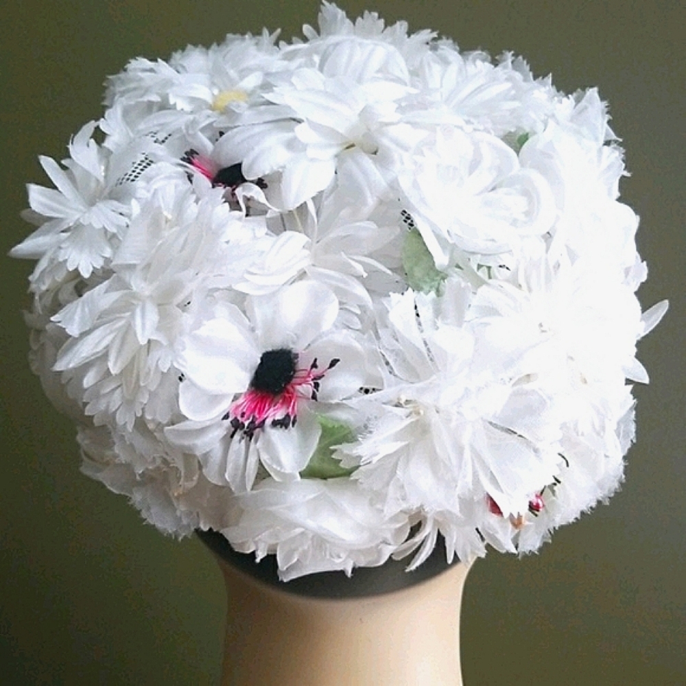 Vintage Mid Century 1950's Signed Jane Morgan Daisy Pill Box Hat - Picture 11 of 15